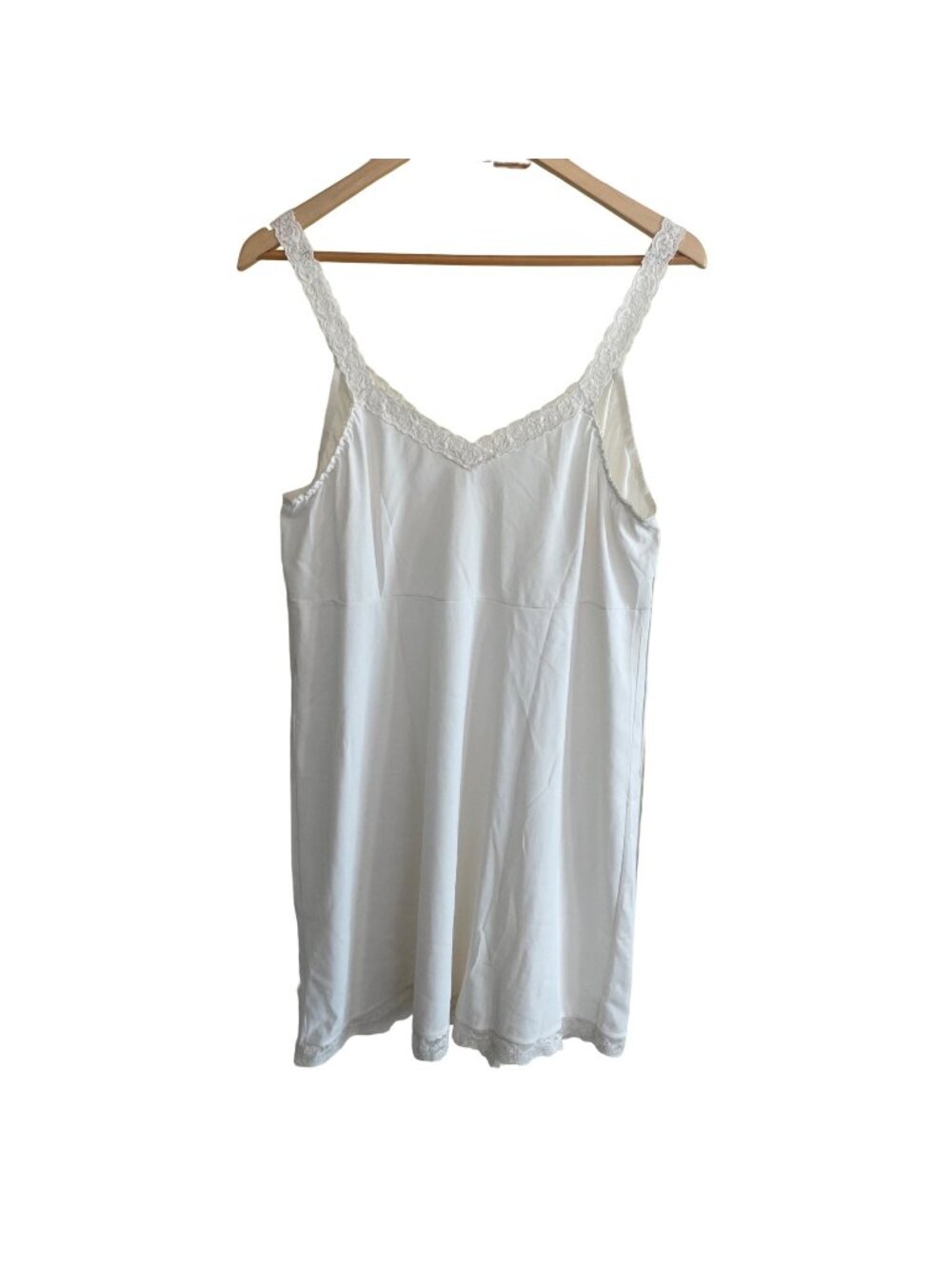 Shadowline White Lace-Trimmed Full Slip Dress Size 42 vintage lingerie
